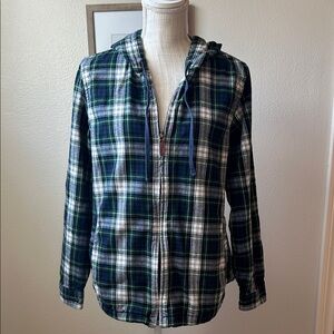 L.L. Bean Women's Scotch Plaid Flannel Shirt, Relaxed Zip Hoodie